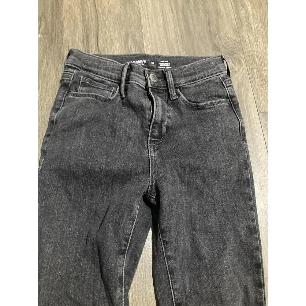 Old Navy Girls Size 12 High Rise Rockstar Jeggings Black Faded Distressed Jeans